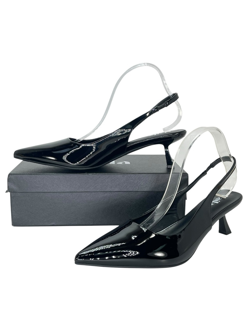 Vaila Lisa Black Patent Leather Slingback Womens Heels Size 13M